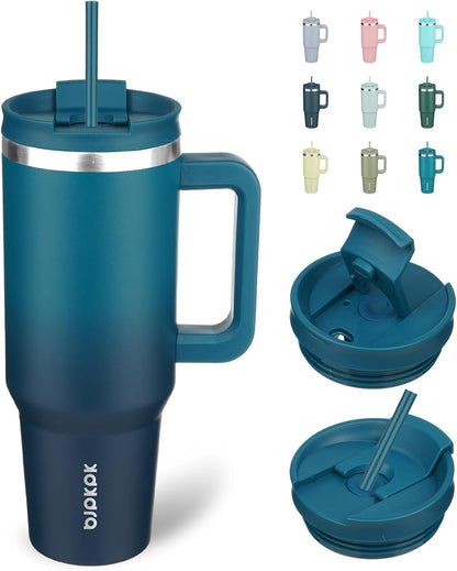BJPKPK Tumbler with Handle and Straw 30oz Insulated Tumbler Cups with Lid Stainless Steel Travel Coffee Mug,Indigo Black