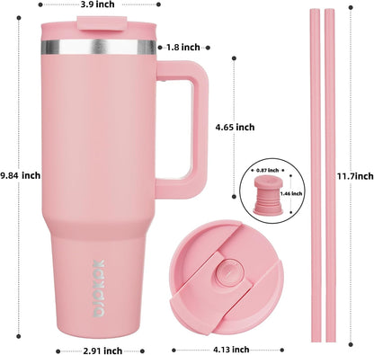 BJPKPK Tumbler with Handle and Straw 30oz Insulated Tumbler Cups with Lid Stainless Steel Travel Coffee Mug,Indigo Black