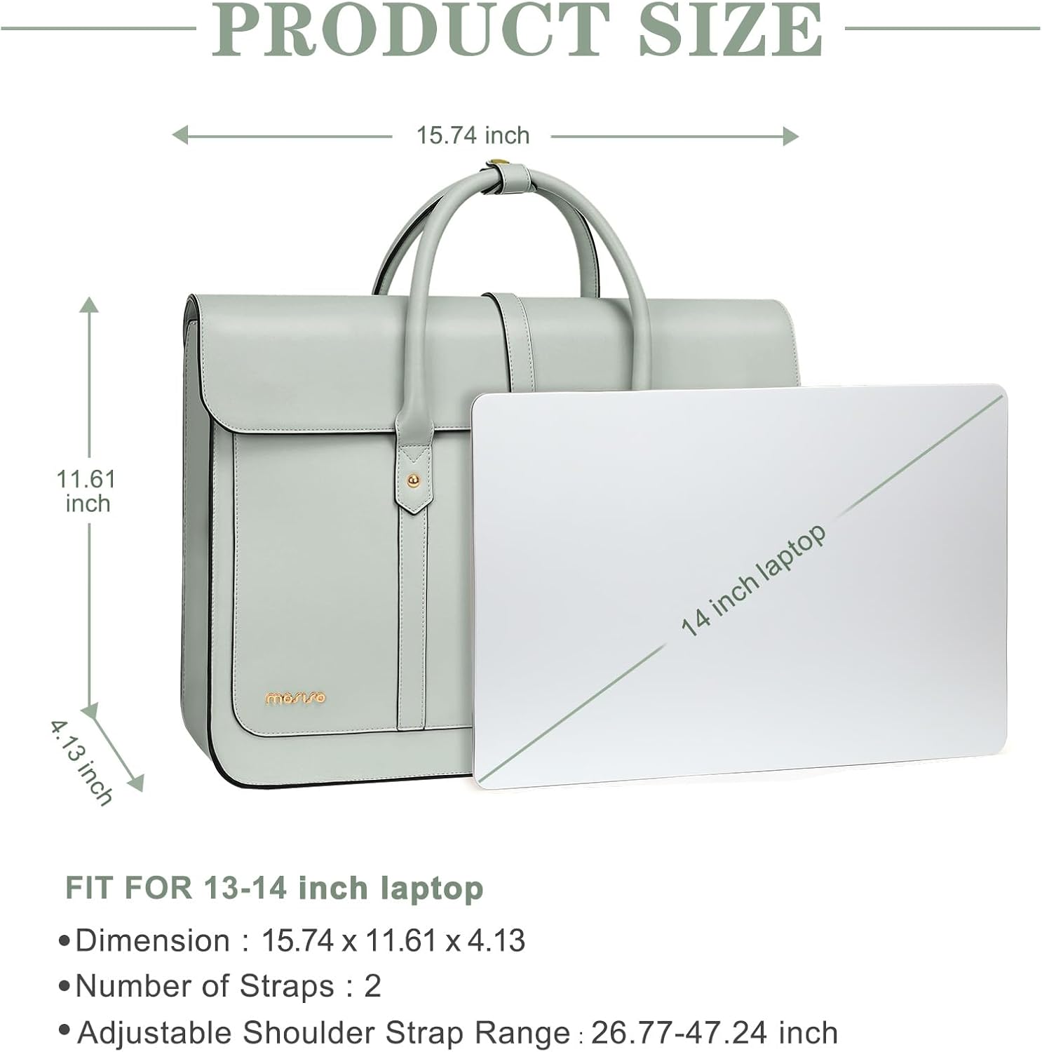MOSISO Laptop Bag for Women, PU Leather Laptop Shoulder Bag Convertible Backpack, Work Travel Computer Bag with Bowknot - PuriLite