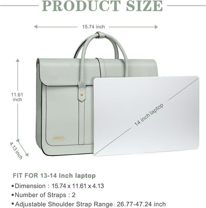 MOSISO Laptop Bag for Women, PU Leather Laptop Shoulder Bag Convertible Backpack, Work Travel Computer Bag with Bowknot - PuriLite
