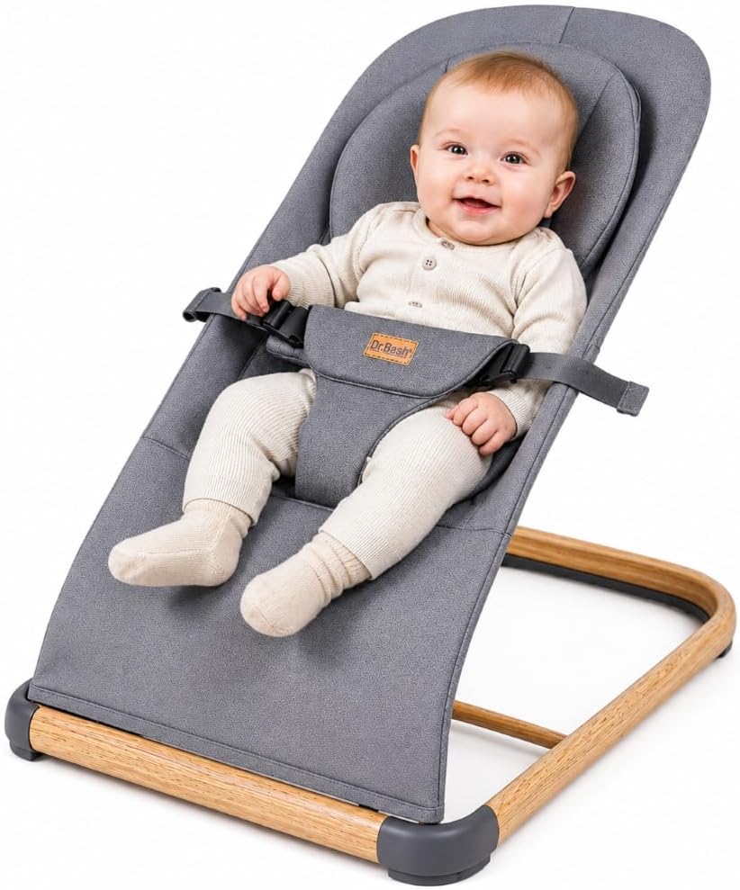 Portable Baby Bouncer Seat for Newborns | 3 Recline Positions, Safety Harness & Washable Cover