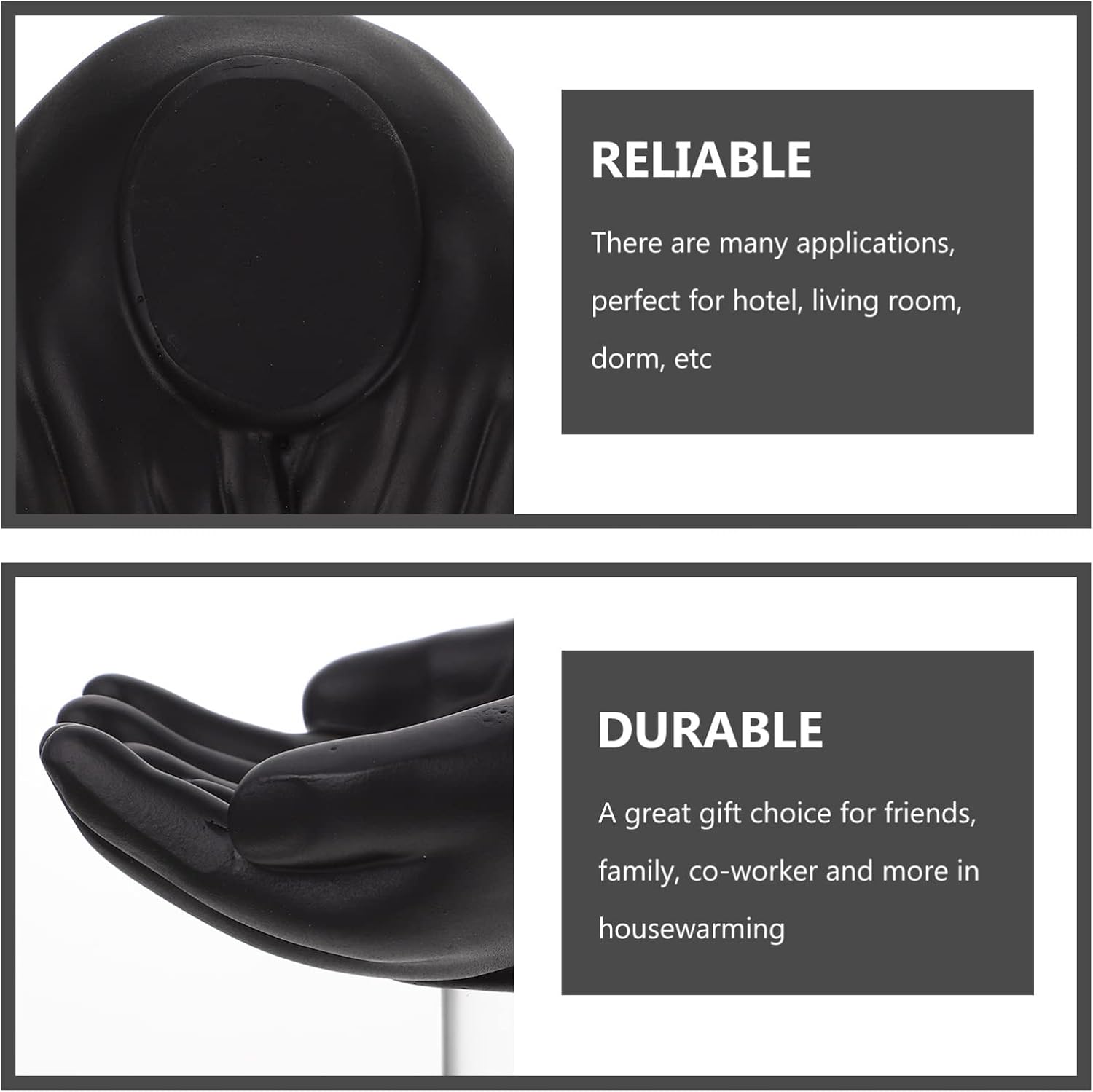 Black Palm Jewelry Organizer Tray | Resin Jewelry Storage Plate | Rings Necklace Bracelet Holder | Desktop Decor | Home Office Organizer - PuriLite