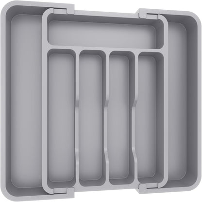 Lifewit Cutlery Organizer, Expandable Utensil Organizer for Kitchen, Utensil Holder, Adjustable Cutlery Rack Organizer for Spoons, Knives, Kitchen Organizers and Storage, Black