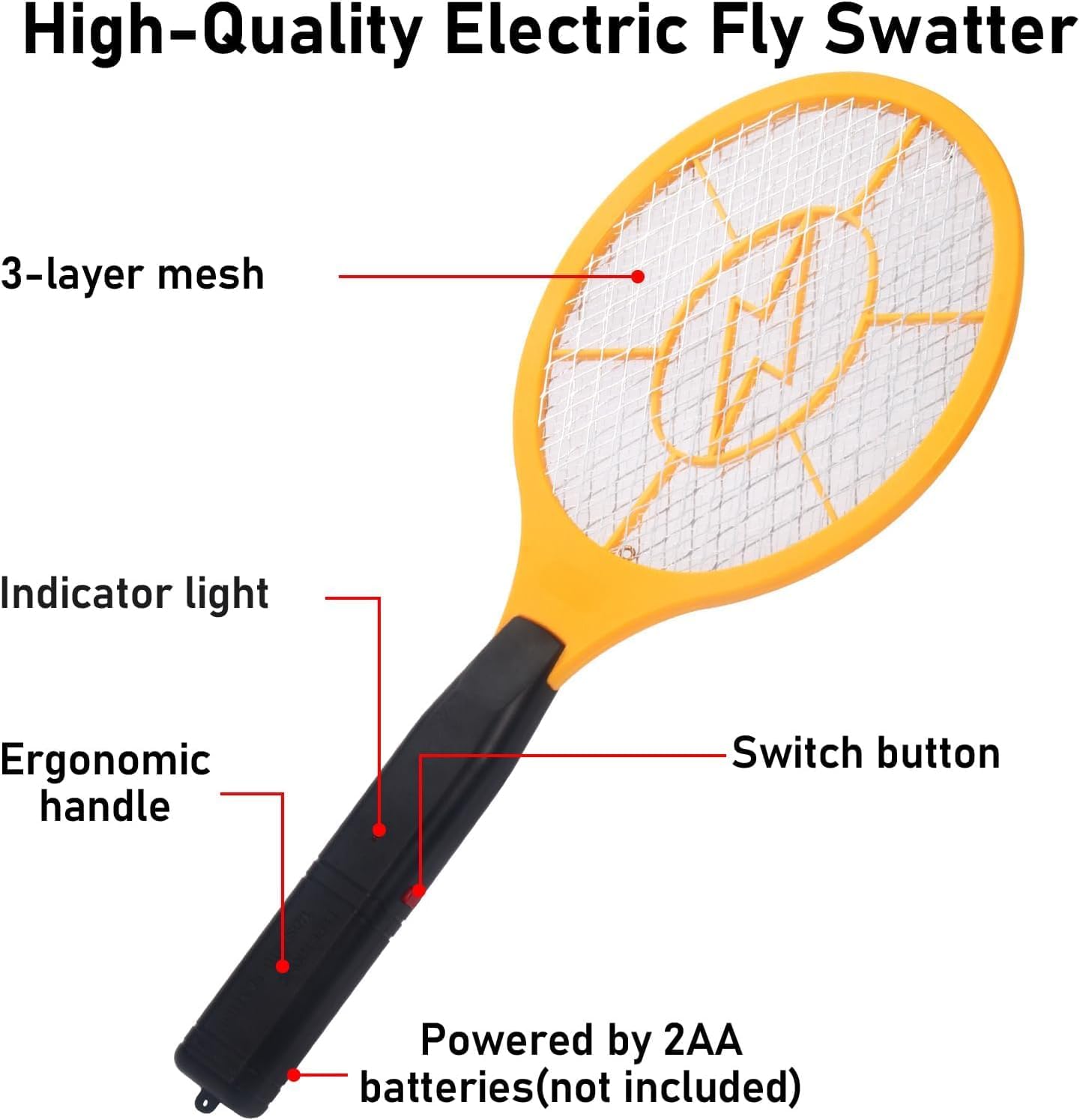 2 Pack Bug Zapper Electric Fly Swatter Zapper - Indoor Outdoor Zapping Racket for Pest Control - Safe to Touch with 3-Layer Safety Mesh