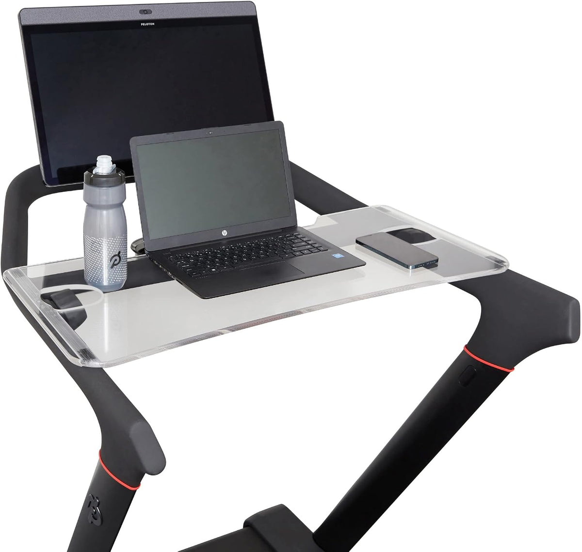 COSPARX Treadmill Tray Compatible with The New Peloton Tread - Walking Tray Holder for Laptop, Tablet, Phone - Easy Mount, Exercise Workstation for Peloton Tread (Acrylic Tray)