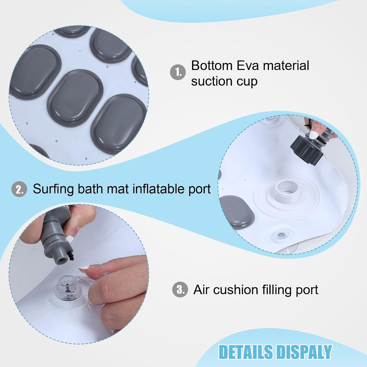 Electric Bubble Massage Bath Mat, Waterproof Massaging Spa, Body Bubbling Bath Thermal Massager Machine with Remote & Pillow, Motorized Air Pump & Adjustable Bubble Settings US Plug