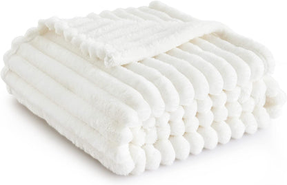 Bedsure Throw Blanket Living Room Home Decor- Gift for Mom Women Men, Soft Fluffy Fleece Cozy Fuzzy Plush Warm White Couch Bed Fall Blanket, Bedroom Decor Gifts for Him Her, 50x60