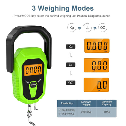 Ankilo Upgraded Fishing Scale, 110lb/50kg Digital Hanging Scale, High-Precision Sensor Fishing Scale with Lip Gripper, LCD Backlit Display, Tape Measure, Fish Weighing Scales for Outdoor Fishing
