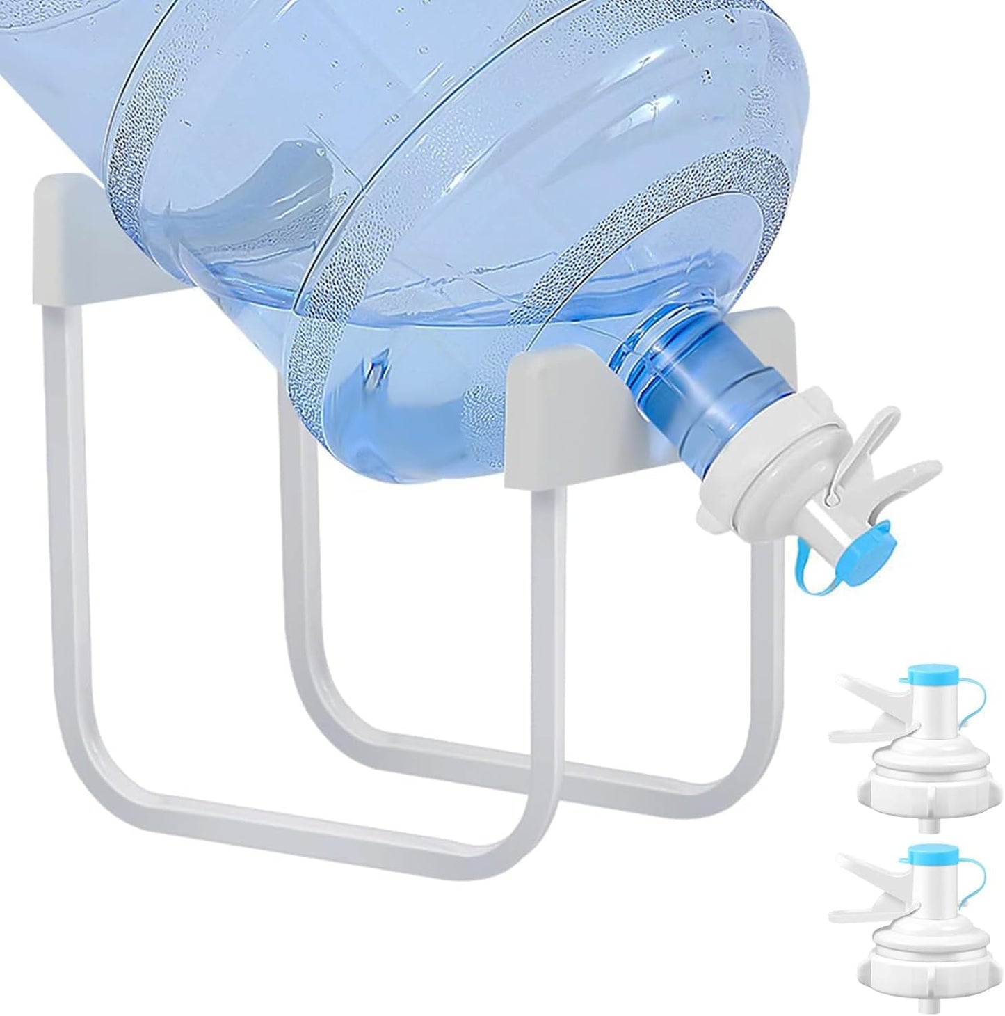 Eazmate Metal 5 Gallon Water Jug Stand Dispenser with 2.15 Inch Dustproof Valve, Non-Slip Drinking Water Cooler Rack with Two Reusable Spout
