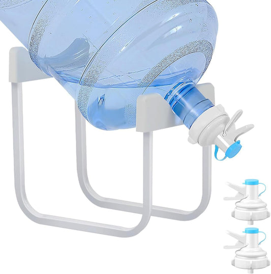 Eazmate Metal 5 Gallon Water Jug Stand Dispenser with 2.15 Inch Dustproof Valve, Non-Slip Drinking Water Cooler Rack with Two Reusable Spout