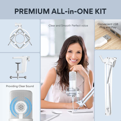 USB Microphone, MAONO 192kHz/24Bit Plug & Play PC Computer Podcast Condenser Cardioid Metal Mic Kit with Professional Sound Chipset for Recording, Gaming, Singing, YouTube (AU-A04)