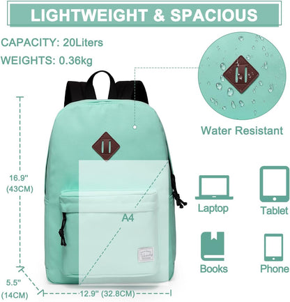 School Backpack for Kids, VASCHY Lightweight Water Resistant Casual Schoolbag Daypack for Men Women Teen Boys Girl Bookbag