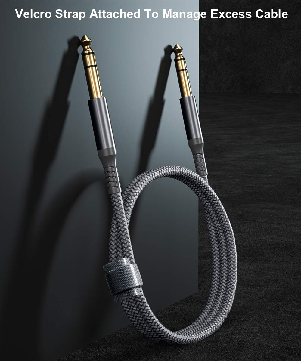 Elebase 1/4 Inch TRS Instrument Cable 10ft 2Pack,Straight 6.35mm Guitar Bass AMP Cord,Quarter inch Male Jack Stereo Audio Balanced TRS Line for Electric Guitar,Bass,Keyboard,Mixer,Amplifier,Speaker