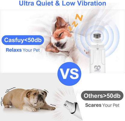 Casfuy Dog Nail Grinder with LED Light - Upgraded 2-Speed Electric Pet Nail Trimmer Powerful Painless Paws Grooming & Smoothing for Small Medium Large Dogs & Cats (Purple)