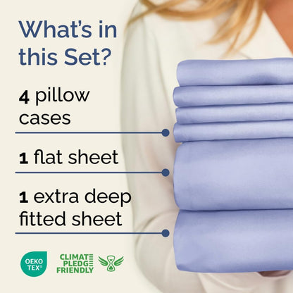 Extra Deep Queen Sheet Set - 6 Piece Breathable & Cooling Sheets - Hotel Luxury Bed Sheets Set - Easy & Secure Fit - Soft, Wrinkle Free & Comfy Sheets Set - White Sheet Set w/Extra Deep Pockets