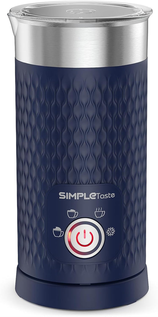 SIMPLETASTE Milk Frother, 4-in-1 Electric Automatic Milk Steamer, Navy | Warm and Cold Foam Maker and Milk Warmer for Latte, Macchiato, Cappuccino, Hot Chocolate