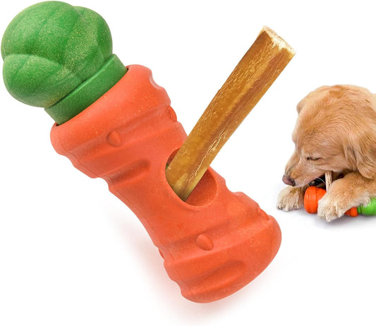 LIFLIX Cute Carrot Bully Stick Holder for Medium Large Breeds, Heavy Duty Dog Chew Holder, Safety Device to Prevent Choking