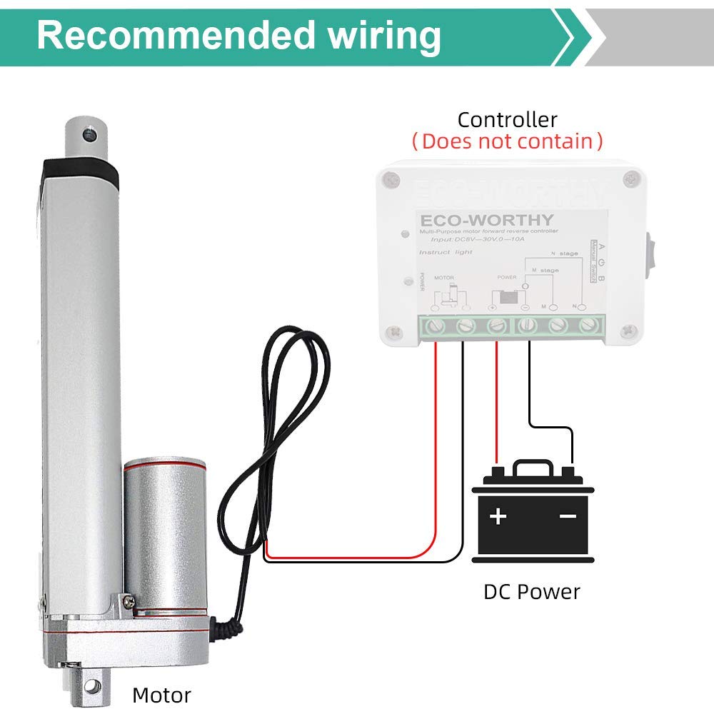 ECO-WORTHY Heavy Duty 330lbs Solar Tracker Linear Actuator Multi-Function (12V, 14")