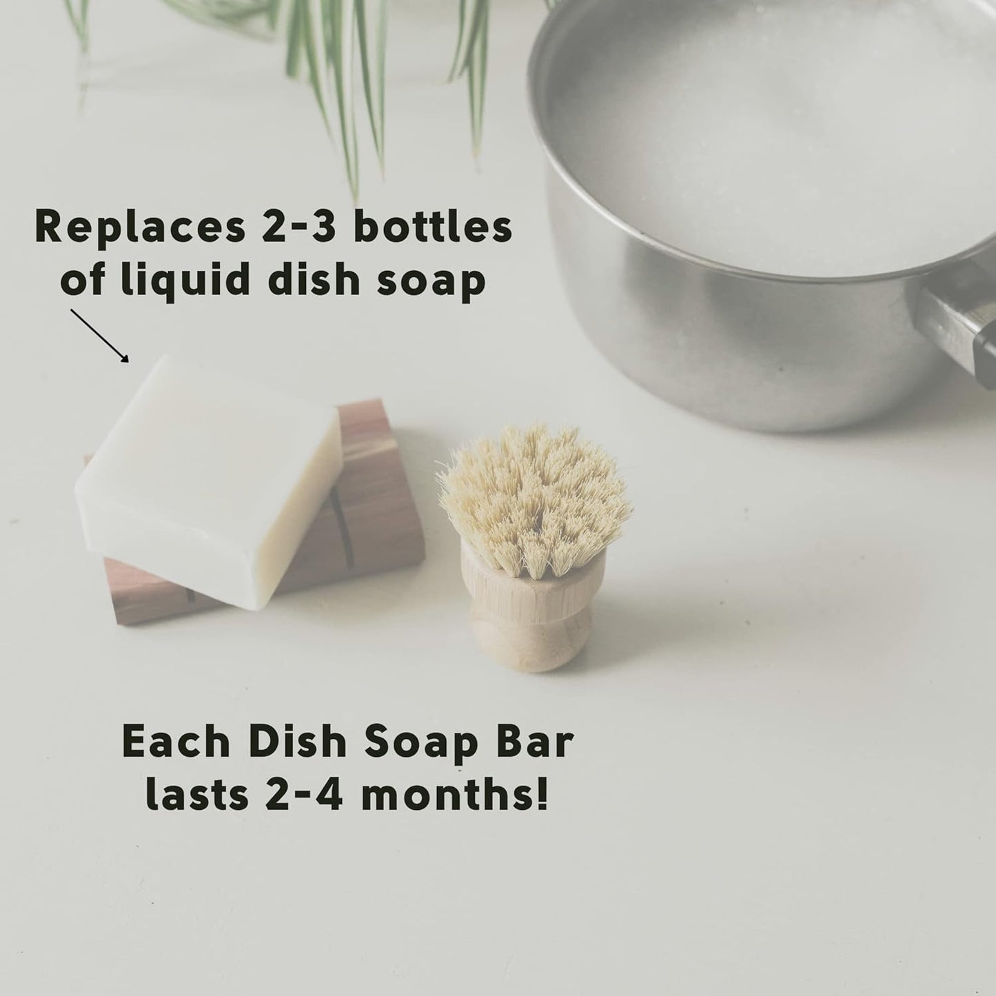 Zero Waste Dish Washing Bundle Kit | Eco-Friendly Solid Dish Soap Bar, Cedar Tray, Bamboo Pot Brush | Organic, Vegan, Non-Toxic Dish Soap | 3pc. Set