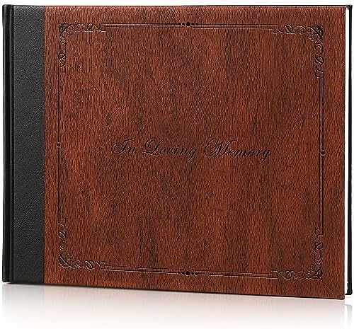 Funeral Guest Book for Memorial Service,Celebration of Life Guest Book for Funeral,Memorial Service Guest Book with 144 Pages， Brown 8X10″
