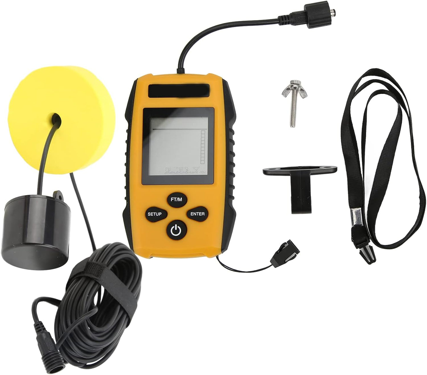 YWBL-WH Depth Finder, Fish Detector for Boat Kayak Fishing, LCD Depth Finder with Backlight