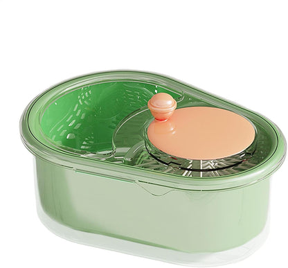 Fresh Fruit Drying Container Fruit Cleaner Spinner - Rotating Portable Vegetable Spinner Dryer - Salad Cleaner, Kitchen Strainer Drainer Basket, Food Wash Bowl, Manual Lettuce Washer
