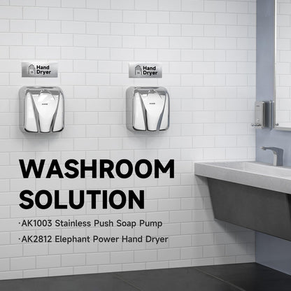AIKE Elephant Power Commercial Hand Dryer High Speed Auto Warm Wind, Matte Black Thermoset Cover AC110V-130V Model AK2812