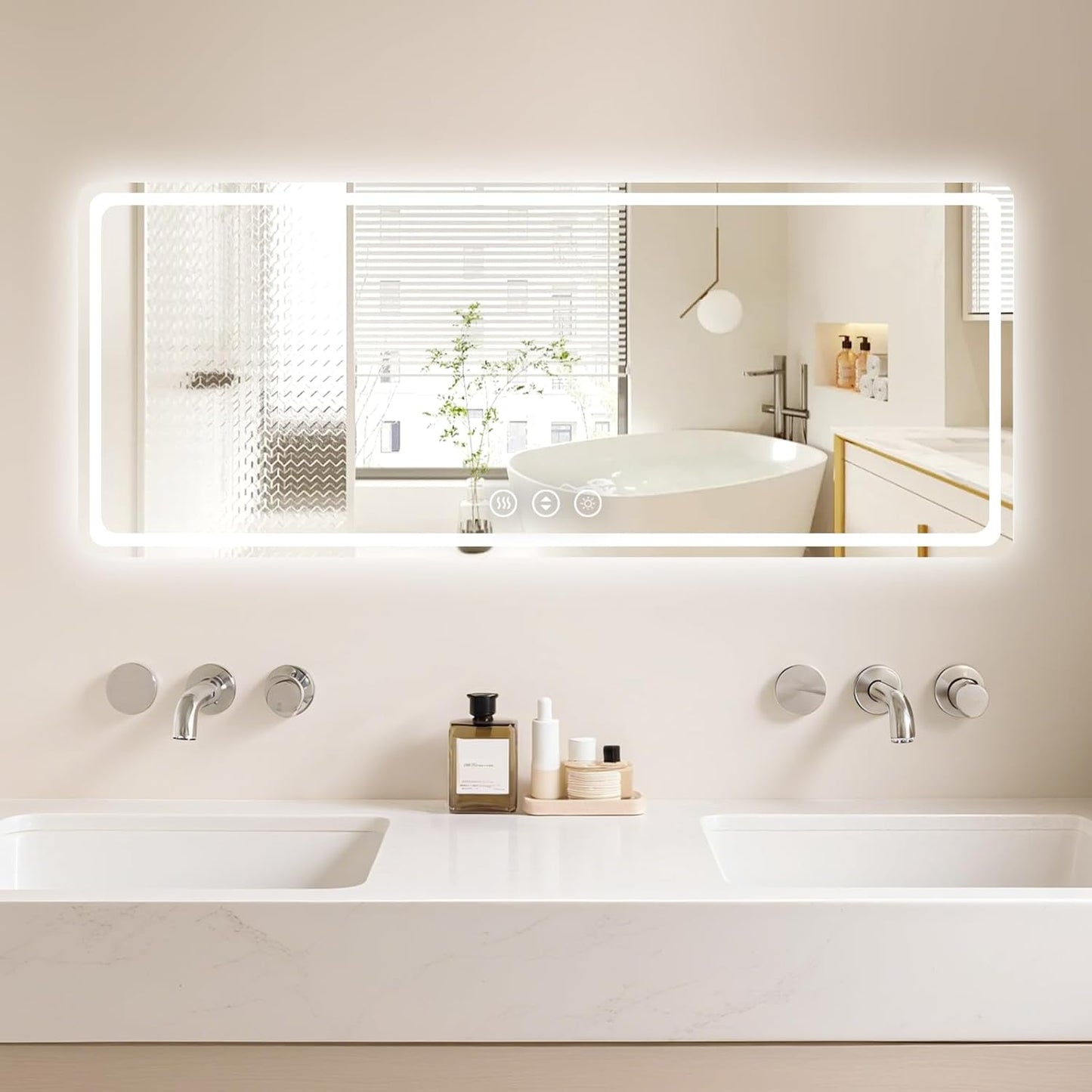 Lmsedf 24" x 32"Rectangle LED Bathroom Mirror with Lights, Backlit & Front Lighted, Wall-Mounted Vanity Mirror 3000K/4000K/6000K, Memory Functions, Anti-Fog, Dimmable Smart Mirror