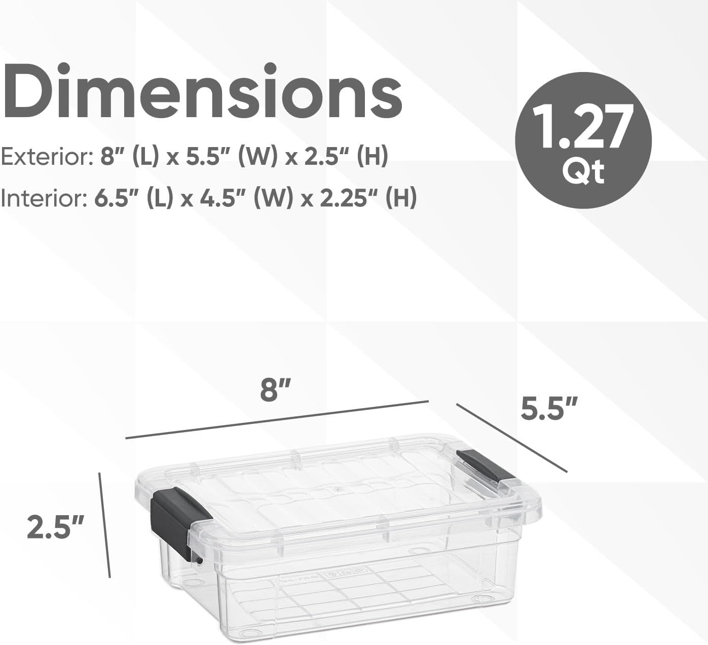 Superio Storage Bins with Lids- 3 Pack, 1.85 Qt Clear Boxes for Organizing, Stackable Plastic Containers- BPA Free, Non-Toxic, Odor Free, Organizer for Home, Office, Dorm