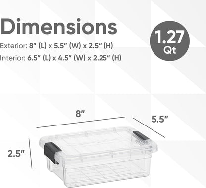 Superio Storage Bins with Lids- 3 Pack, 1.85 Qt Clear Boxes for Organizing, Stackable Plastic Containers- BPA Free, Non-Toxic, Odor Free, Organizer for Home, Office, Dorm
