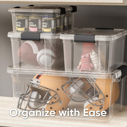 Superio Storage Bins with Lids- 3 Pack, 1.85 Qt Clear Boxes for Organizing, Stackable Plastic Containers- BPA Free, Non-Toxic, Odor Free, Organizer for Home, Office, Dorm