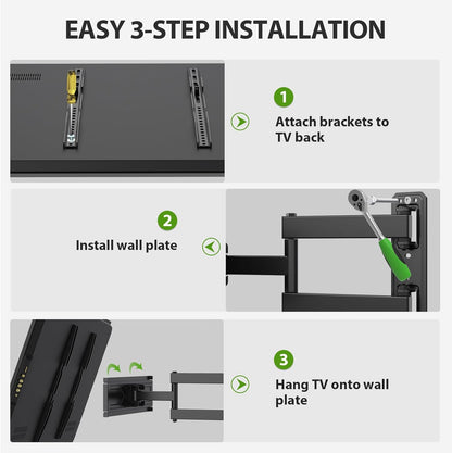 USX MOUNT Full Motion TV Wall Mount for Most 26-60 inch TVs up to 80 Lbs, Wall Mount TV Bracket with Articulating Swivel Tilting, Single Stud TV Mount, Max VESA 400x400mm, XMM904