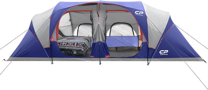 CAMPROS CP 12 Person Camping Tent, 3-Room Family Tent, Rainfly, Waterproof