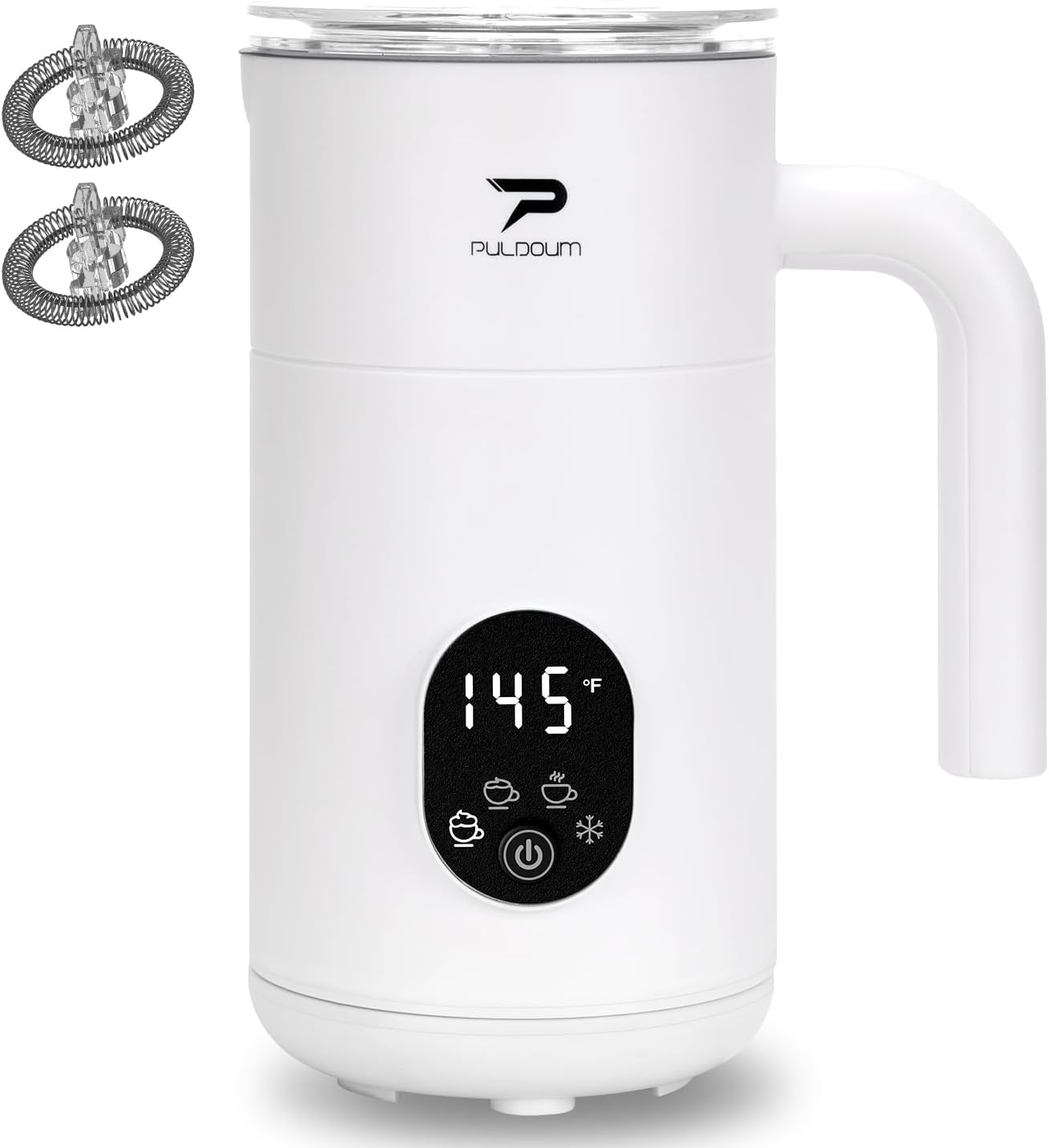 Milk Frother, Electric Milk Frother and Steamer 4 in 1 Automatic Coffee Steamer Frother, 11.8OZ / 350ML Warm and Cold Foam Frother for Coffee,Latte, Cappuccino, Macchiato, Hot Chocolate (White)