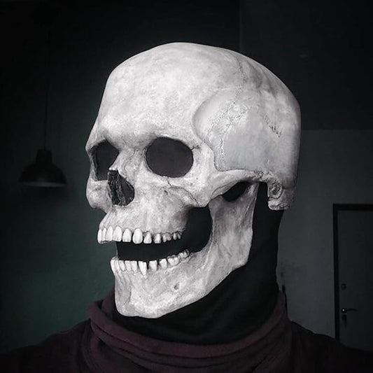 Skull Mask Creepy with Moving Jaw Halloween Full Head Skull Mask Scary Skeleton Mask Latex Mask for Cosplay Party Props