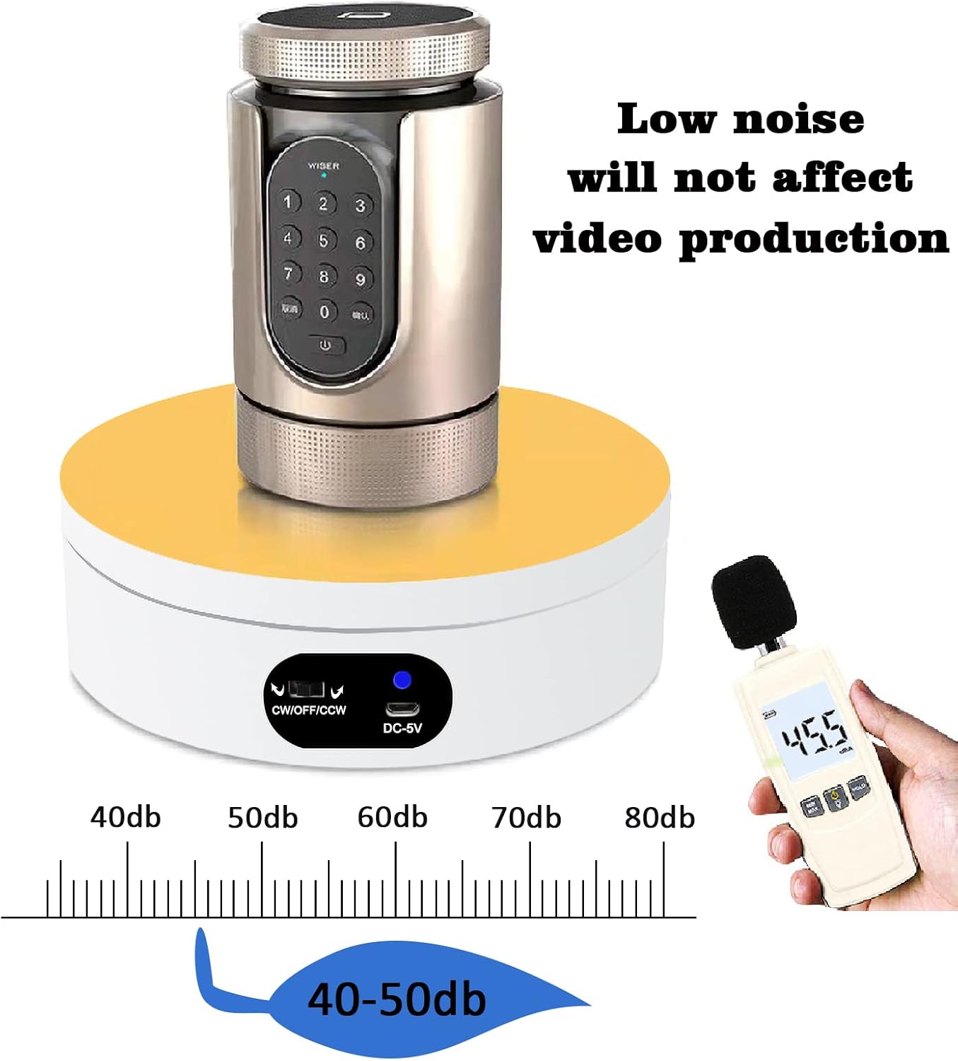 Motorized Rotating Display Stand, Electric 360 Degree Automatic Mute Rotating Turntable for Photography Products and Shows. Tumbler Cup Making Supplies Spinner, Watch,3d Models, Collectibles, 4.7" USB