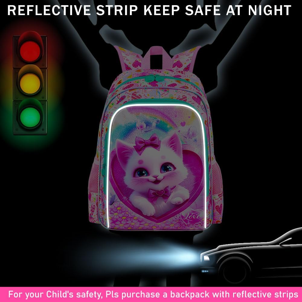 3pcs Backpack for Boys and Girls, 16” Kids Kindergarten Bookbag with Lunch Box, Cute Elementary Backpacks for Boy Girl