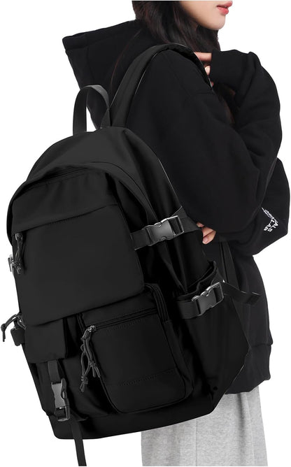 School Backpack for Women Men College High School Bags for Boys Girls Casual Daypack Laptop Backpack Waterproof Black Bookbag Travel Rucksack