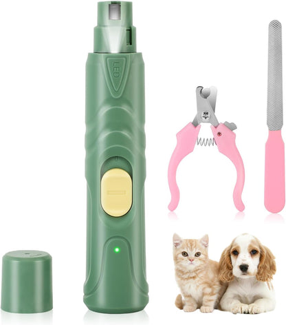 Dog Nail Grinder with LED Light, Rechargeable Pet Nail Grinder Kit with Nail Grinder and Trimmer, Low-Noise, 2-Speed Powerful Pet Nail Trimmer for Large Medium Small Animal Nail Care (Blue)