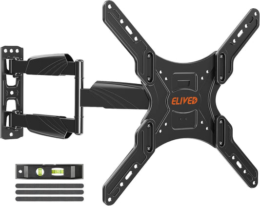 ELIVED UL Listed TV Wall Mount for Most 26-60 Inch TVs, Swivel and Tilt Full Motion TV Mount with Single Stud Perfect Center Design, Wall Mount TV Bracket Max VESA 400x400mm, Holds up to 88 lbs.