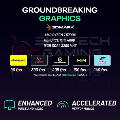 Skytech Shadow Gaming PC Desktop, Ryzen 5 5600 3.5 Ghz (4.4GHz Turbo Boost), AMD RX 6600 8GB GDDR6, 1TB SSD, 16GB DDR4 RAM 3200, 650W Gold PSU, Wi-Fi, Win 11 Home