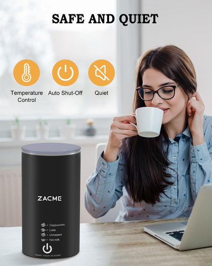 ZACME Milk Frother, 4 in 1 Electric Milk Steamer, Automatic Hot and Cold Foam Maker and Milk Warmer for Coffee, Latte, Cappuccino,Hot Chocolate, Macchiato - PuriLite