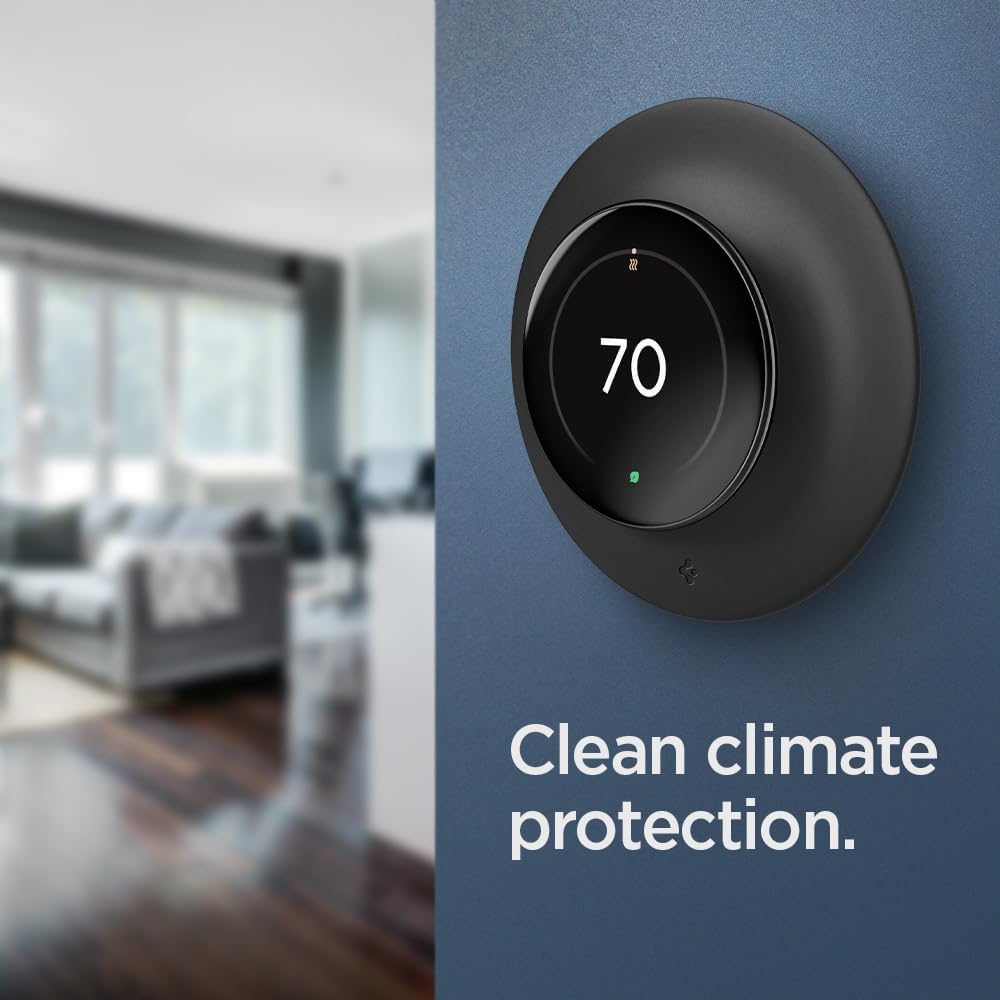 Spigen Wall Plate Designed for New Google Nest Learning Thermostat 4th Generation (2024) Wall Plate - Matte Black
