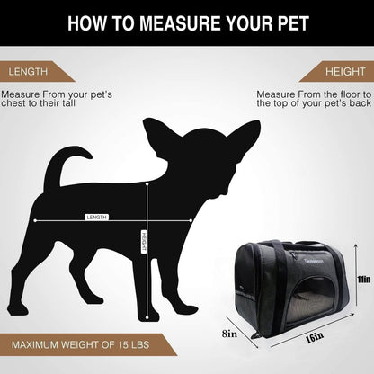 Tecageaon soft Pet Carrier Cat Carrier Dog Carrier for Small Dogs Cats Kitten Dogs Puppies,Escape-Proof,Airline Approved for Travel ,Breathable,5 Mesh Windows (Medium, Grey)