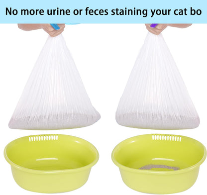Yymobt Cat Litter Box Liners Waste Bags for Self-Cleaning Drawstring Waterproof Easy Cleanup Automatic Litter 20 Count