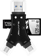 SD Card Reader for iPhone/ipad/Android/Mac/Computer/Camera,4 in1 Micro SD Card Reader Trail Camera Viewer, Portable Memory Card Reader SD Card Adapter for SD and TF Cards(White) (Black)