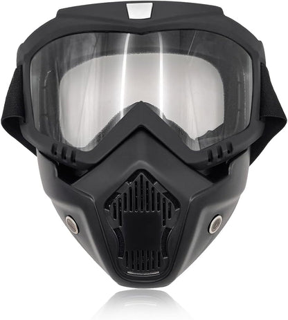 povtii Motorcycle Goggles, Windproof Dirt Bike Helmet Riding Goggles with Removable Face Mask, Motorcycle Accessories