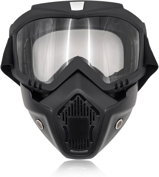 povtii Motorcycle Goggles, Windproof Dirt Bike Helmet Riding Goggles with Removable Face Mask, Motorcycle Accessories