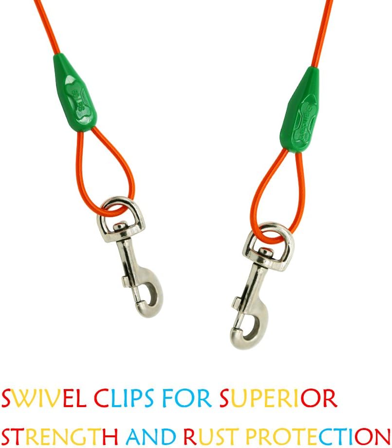 Petest 25ft Reflective Tie-Out Cable for Small Dogs Up to 35 Pounds