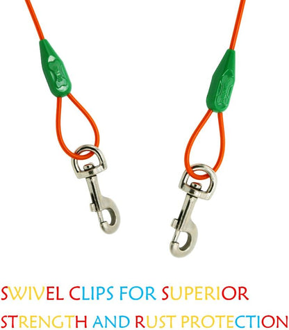 Petest 25ft Reflective Tie-Out Cable for Small Dogs Up to 35 Pounds